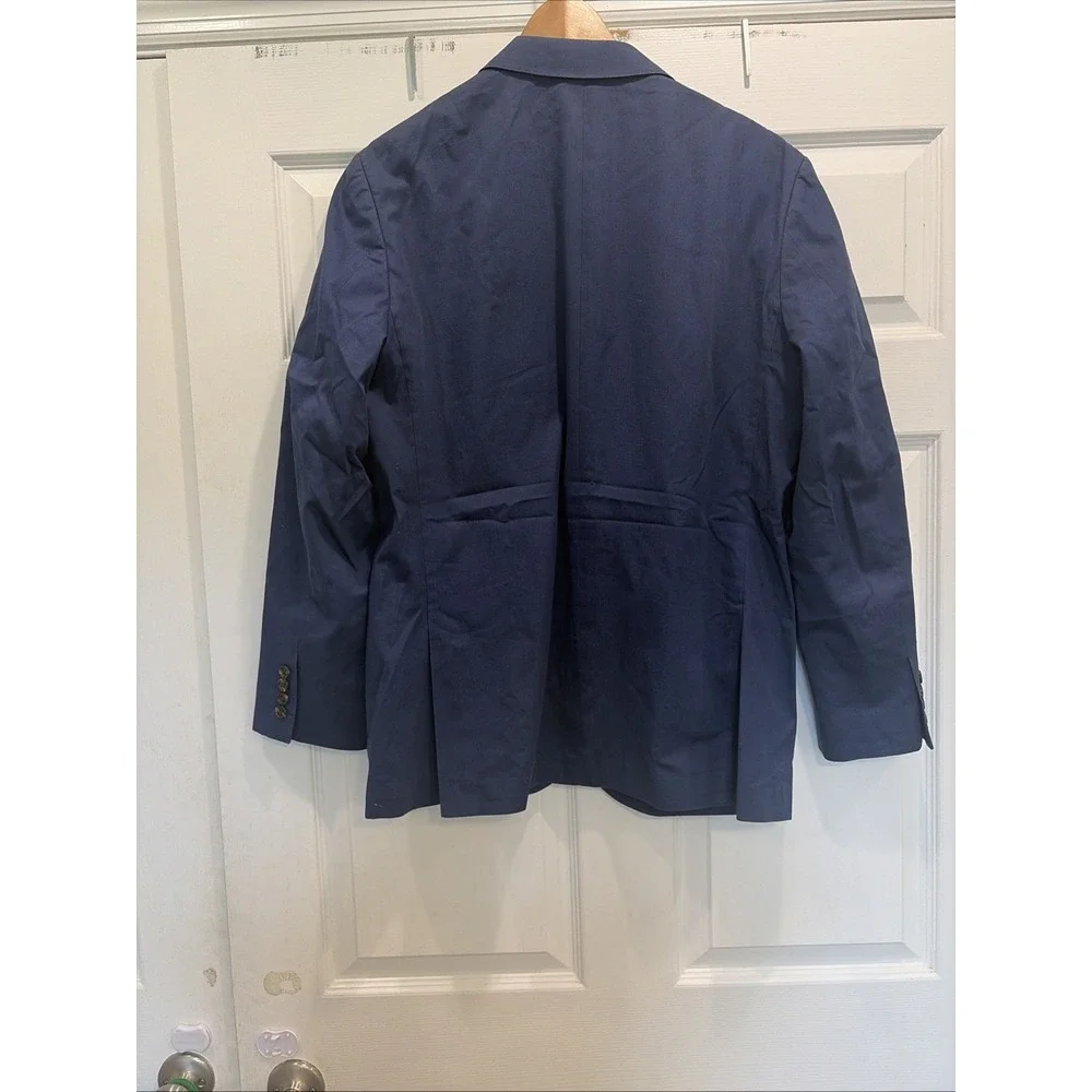 J Crew Ludlow Blazer 40 Short Mens Larusmiani Cotton Solid Blue Preppy